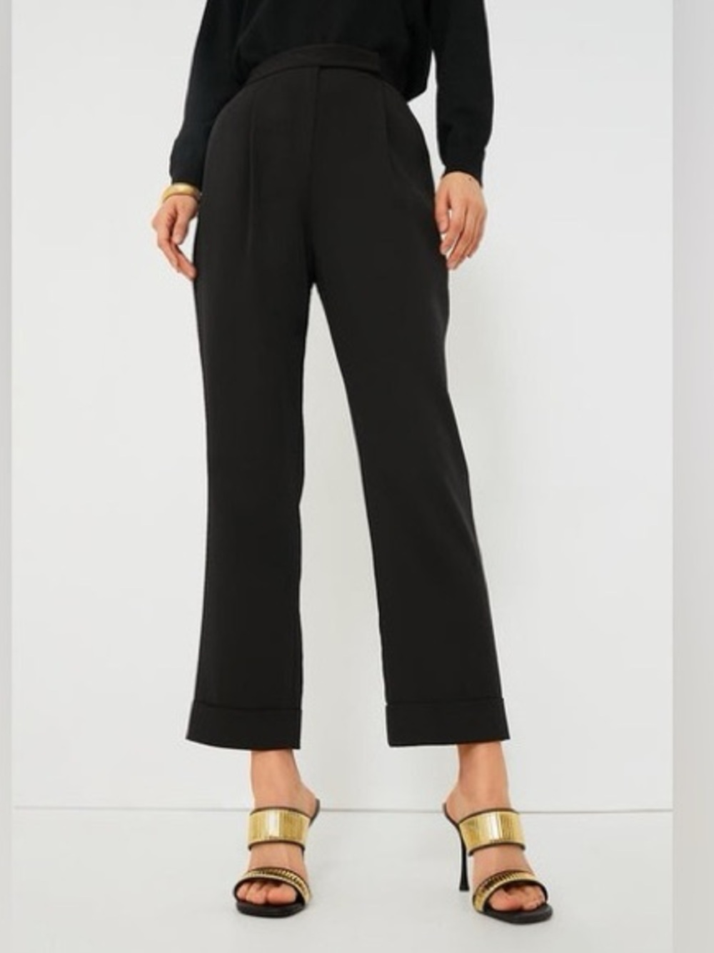 Tuckernuck Duncan High -Rise Pleated Black Tailored Cropped Pants Small NWT